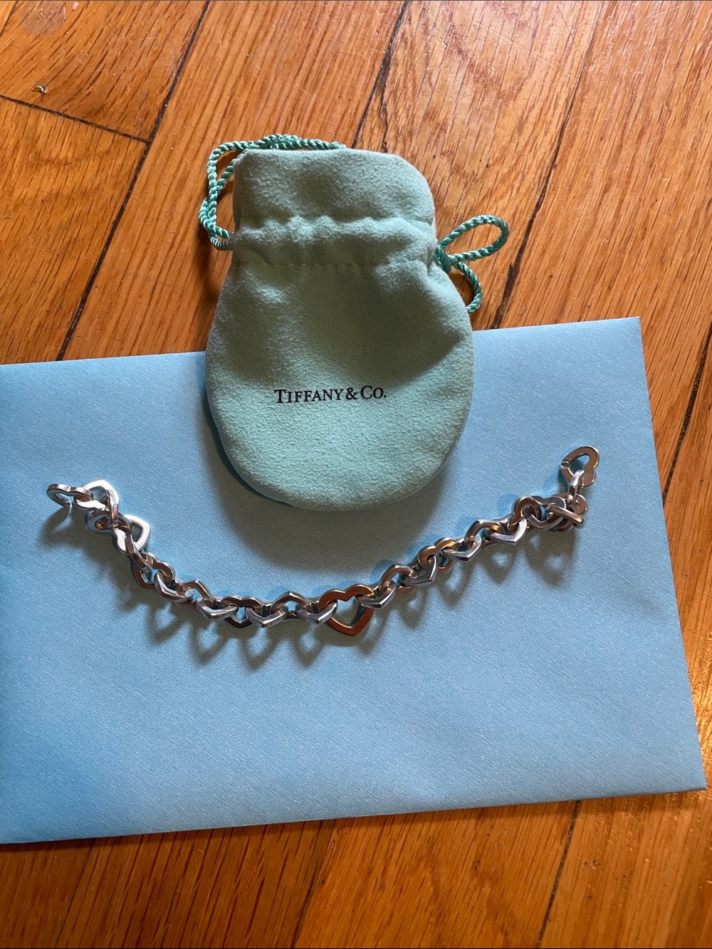 Tiffany & Co. Silver Link Bracelet with Heart Link 2001-2003
